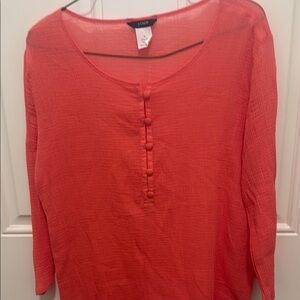 J. Crew Coral Textured Blouse with Buttons